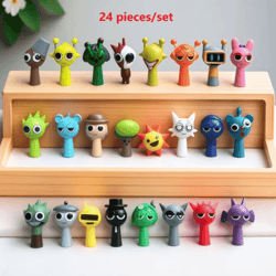 funbox 24pcs sprunki pvc cartoon figurines set mini collectible dolls anime action figure set decor