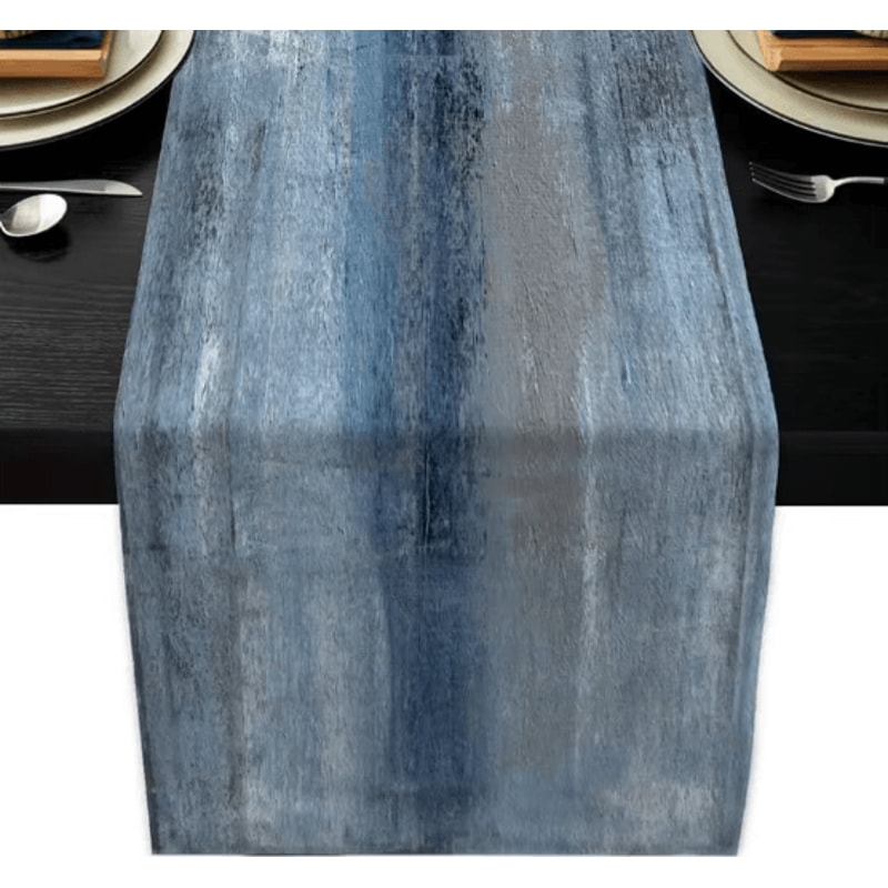 VIKAMA TieDye Farmhouse Linen Table Runner Rustic Dining Party Decor 0