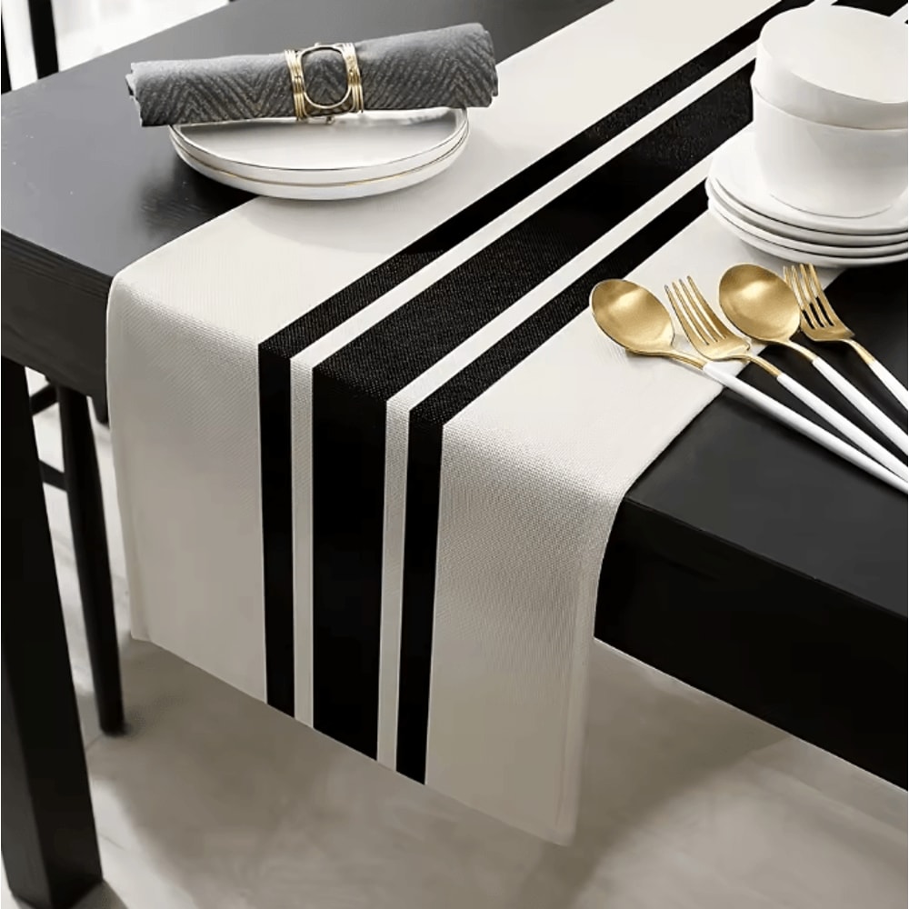VIKAMA Modern Geometric Table Runner For Outdoor Dining Party Decor 0