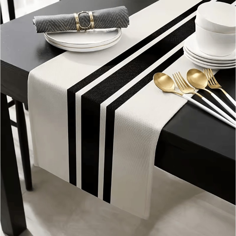 VIKAMA Modern Geometric Table Runner For Outdoor Dining Party Decor 0