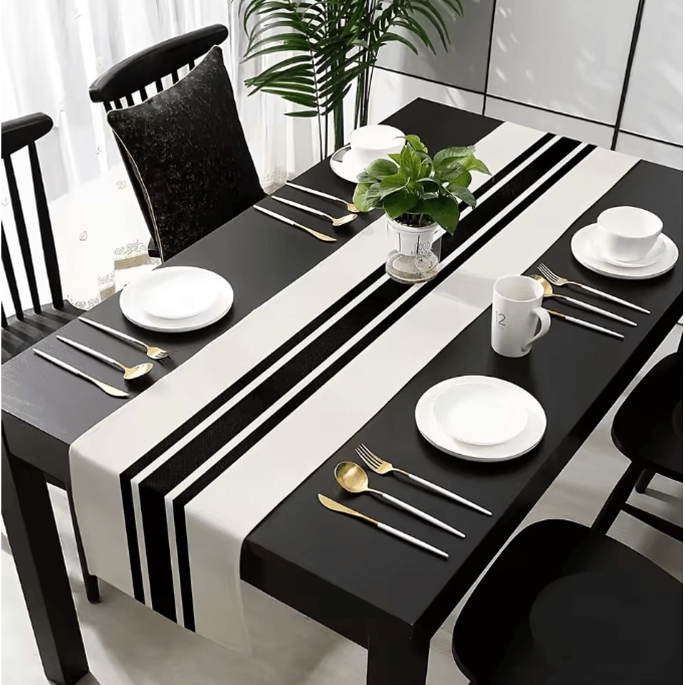 VIKAMA Modern Geometric Table Runner For Outdoor Dining Party Decor 2