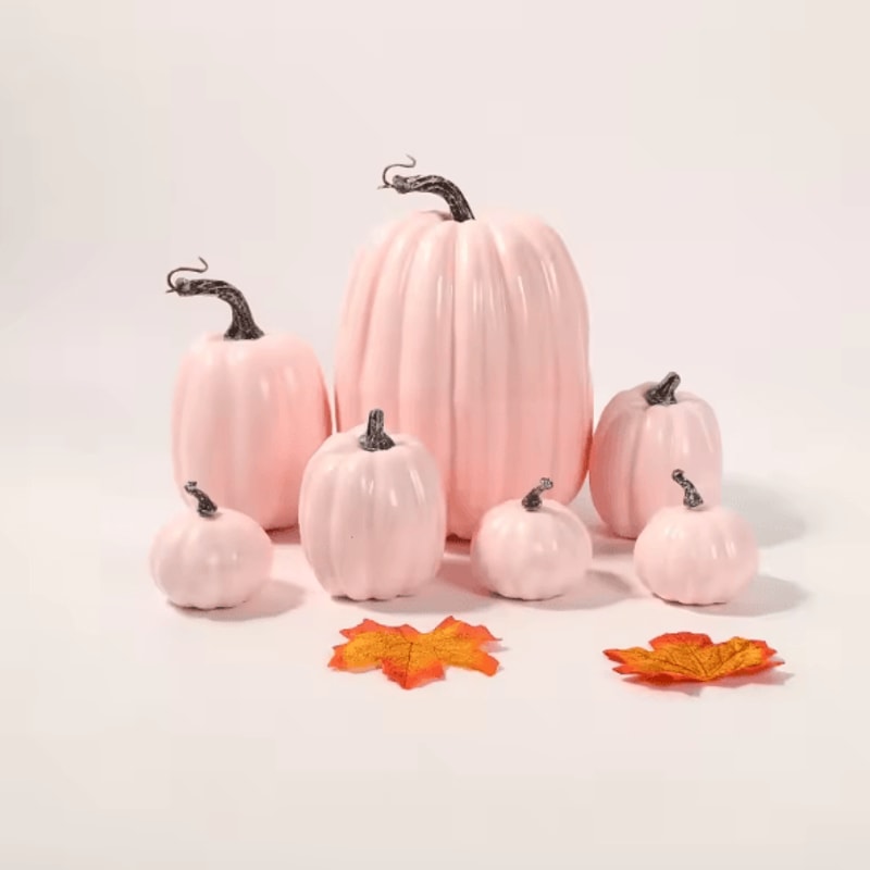HarvestGlow 7PCS Artificial Pumpkin Set Halloween Autumn Decor 3