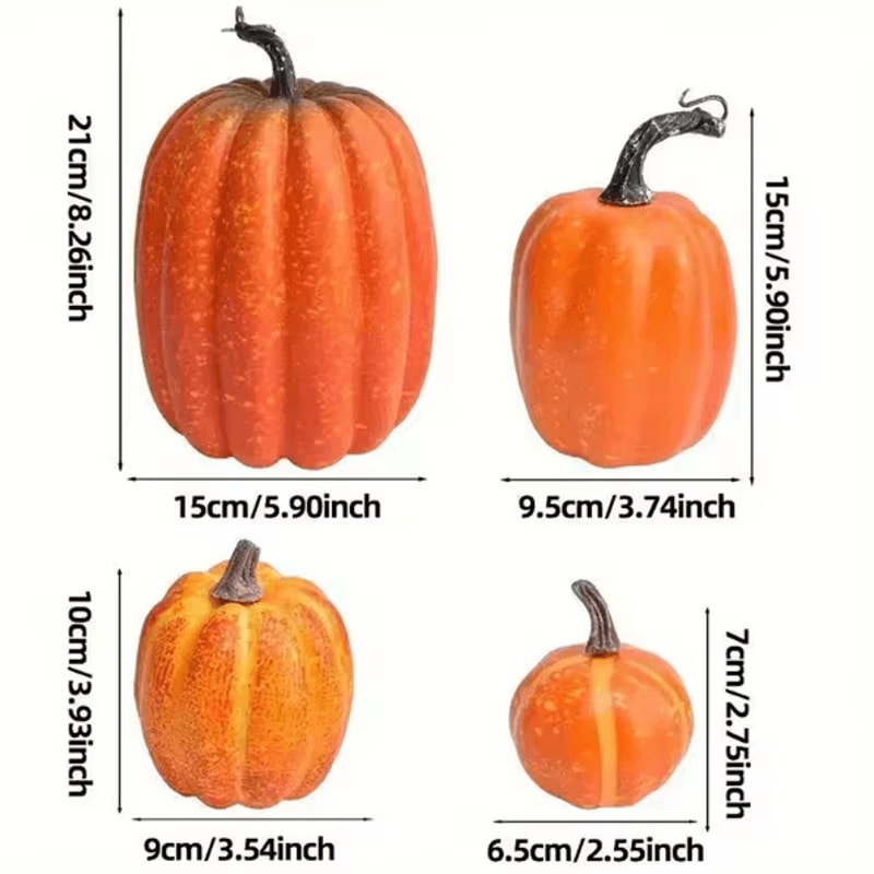 HarvestGlow 7PCS Artificial Pumpkin Set Halloween Autumn Decor 5