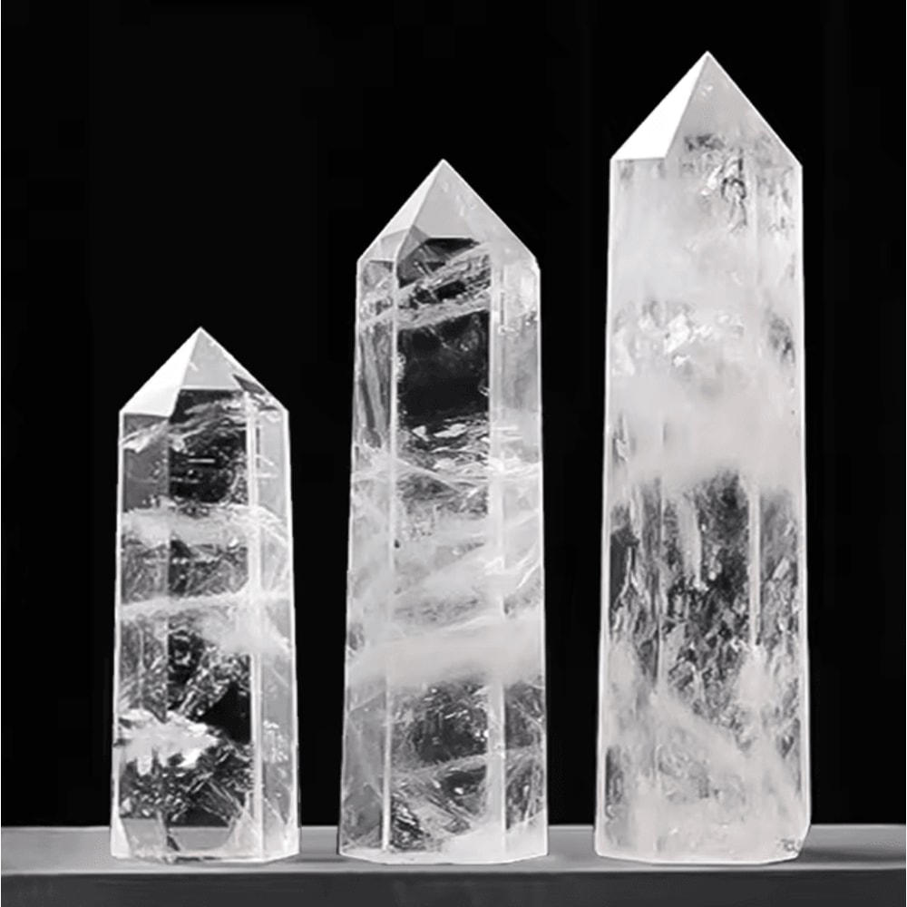CrystalAura Natural Clear Quartz Crystal Point Obelisk Wand For Healing Decor 0