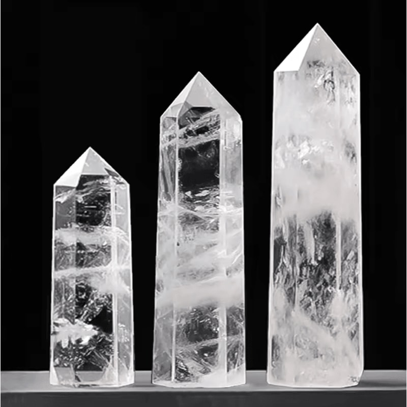 CrystalAura Natural Clear Quartz Crystal Point Obelisk Wand For Healing Decor 0