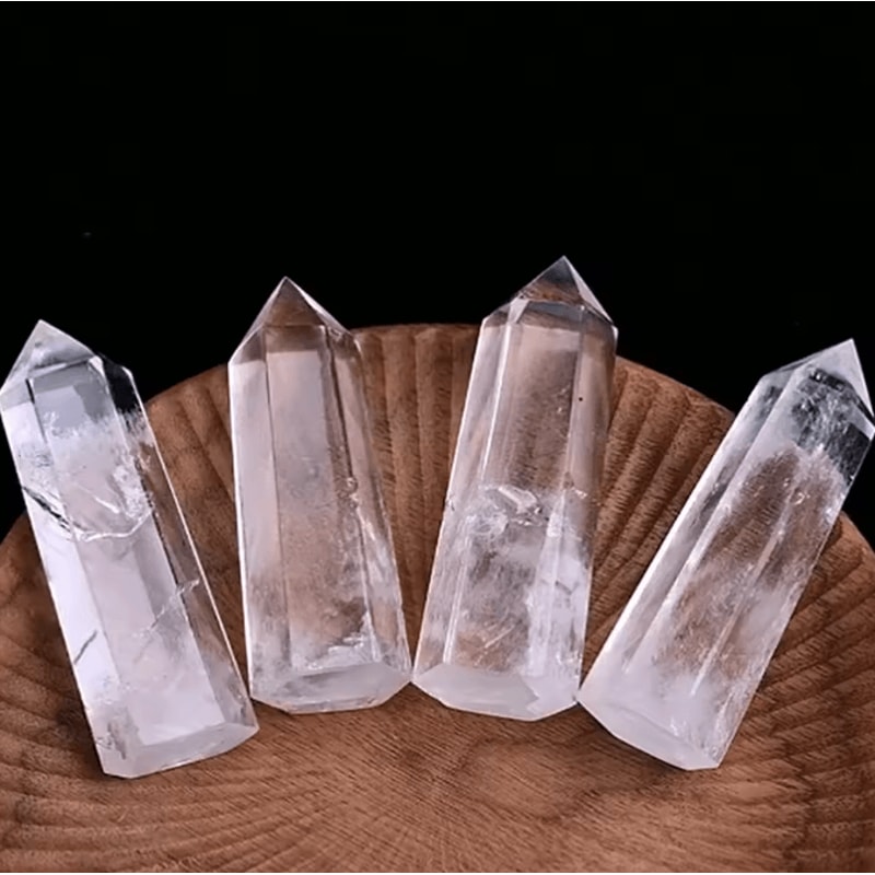 CrystalAura Natural Clear Quartz Crystal Point Obelisk Wand For Healing Decor 4