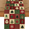 VIKAMA Christmas Plaid Linen Table Runner With Snowflake Xmas Ball Design 0