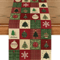 VIKAMA Christmas Plaid Linen Table Runner With Snowflake Xmas Ball Design 0