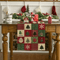 VIKAMA Christmas Plaid Linen Table Runner With Snowflake Xmas Ball Design 1