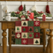 VIKAMA Christmas Plaid Linen Table Runner With Snowflake Xmas Ball Design 1