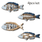 OceanCraft 4PCS Wooden Fish Wall Decor Marine Style Carved Hanging Art 3