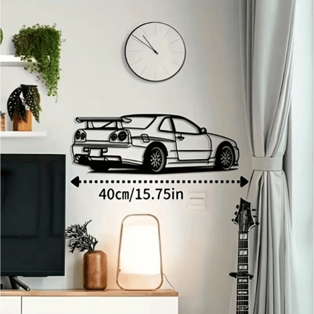 SpeedArt R Model Metal Car Wall Art Automotive Car Silhouette Hanging For Home Office Kids Room Dec 1