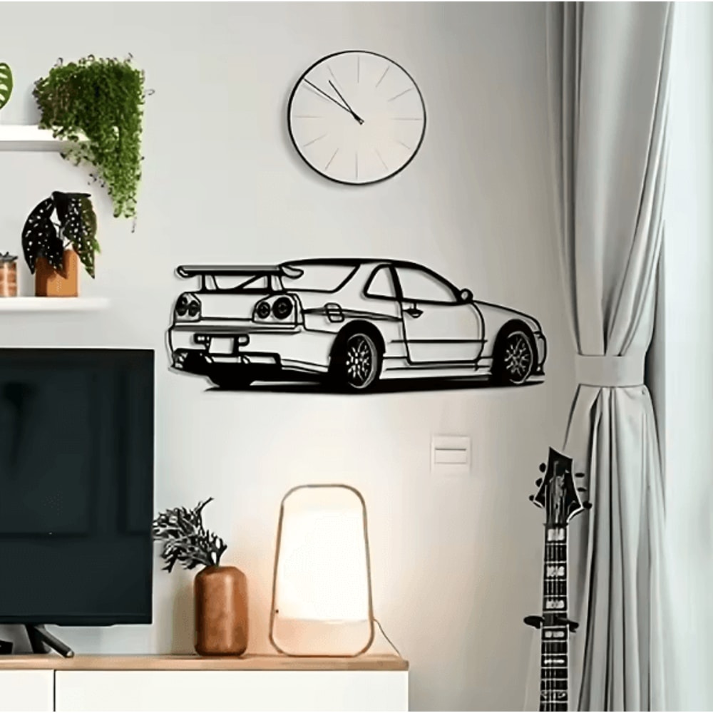 SpeedArt R Model Metal Car Wall Art Automotive Car Silhouette Hanging For Home Office Kids Room Dec 3