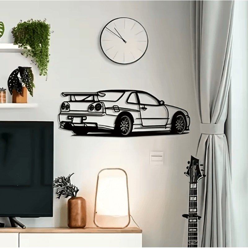 SpeedArt R Model Metal Car Wall Art Automotive Car Silhouette Hanging For Home Office Kids Room Dec 3