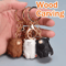 Cute Wooden Bear Keychain Personalized Cartoon Animal Couple Key Ring Bag Pendant Gift 0