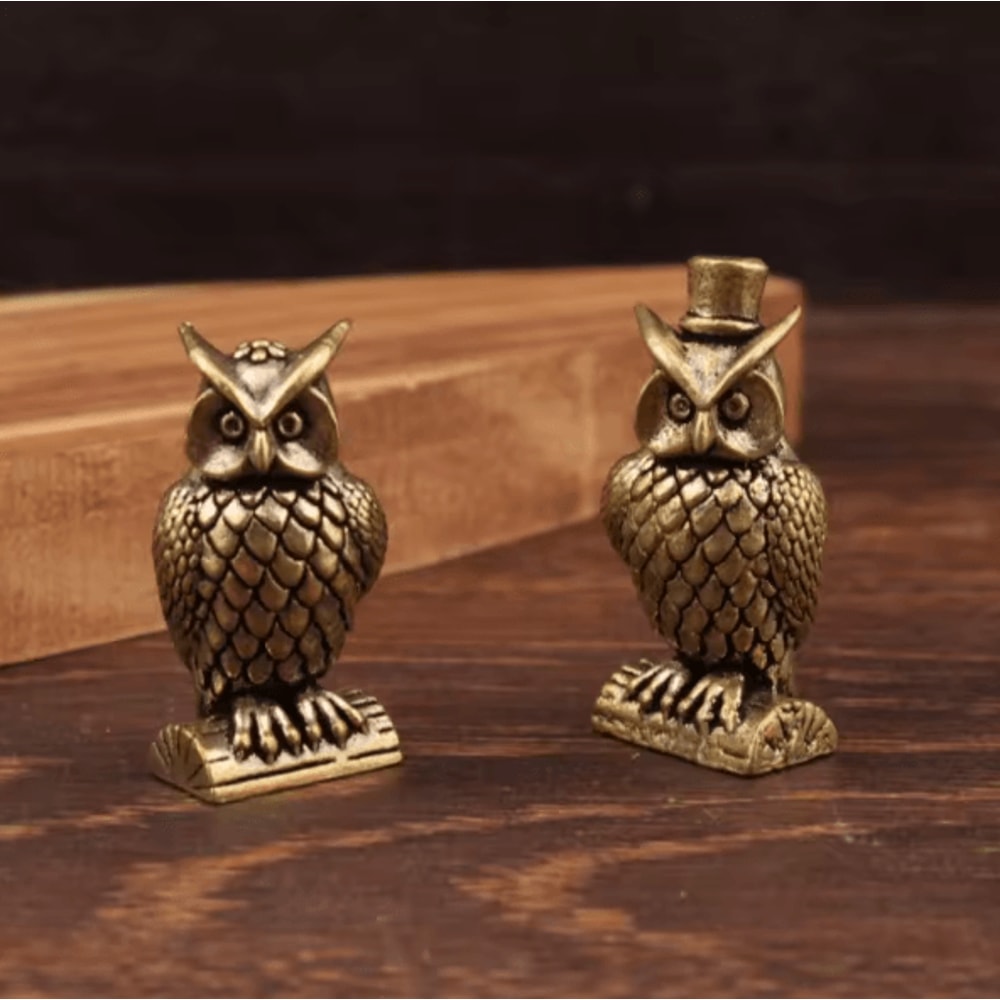 Aurelia Handmade Brass Owl Figurine Boho Desk Ornament Small Home Decor Gift 0