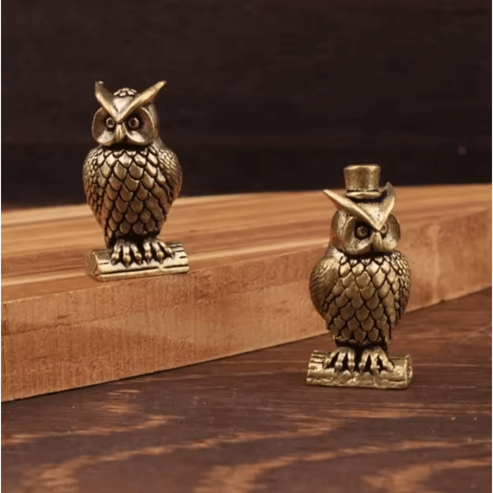 Aurelia Handmade Brass Owl Figurine Boho Desk Ornament Small Home Decor Gift 1