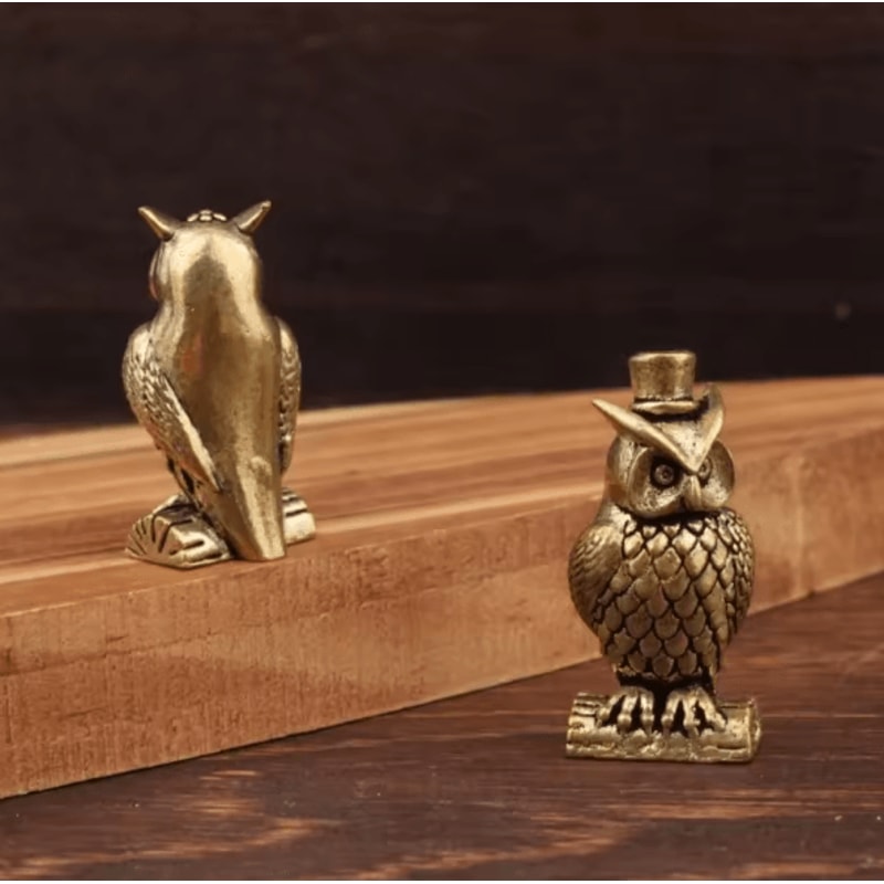 Aurelia Handmade Brass Owl Figurine Boho Desk Ornament Small Home Decor Gift 2