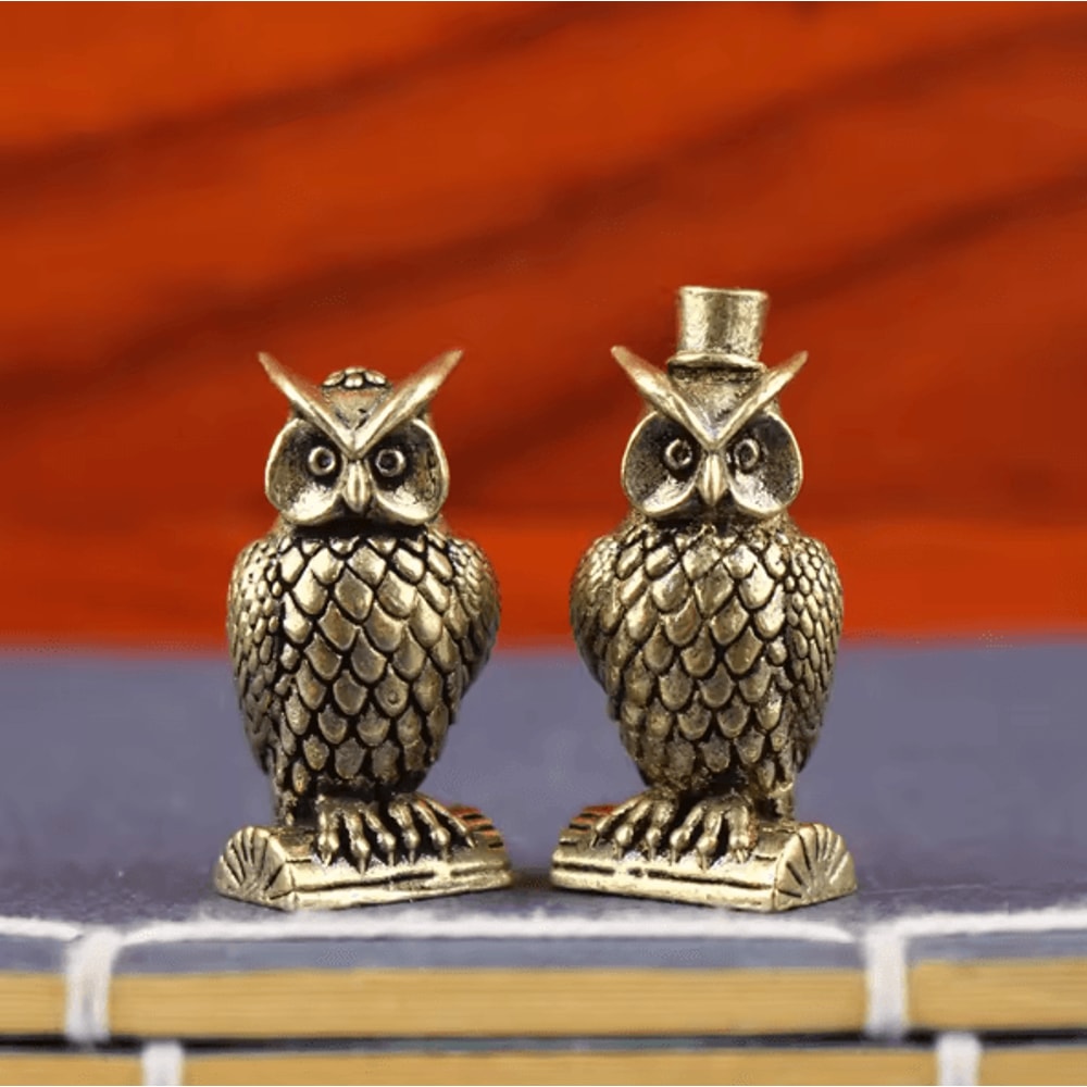 Aurelia Handmade Brass Owl Figurine Boho Desk Ornament Small Home Decor Gift 3