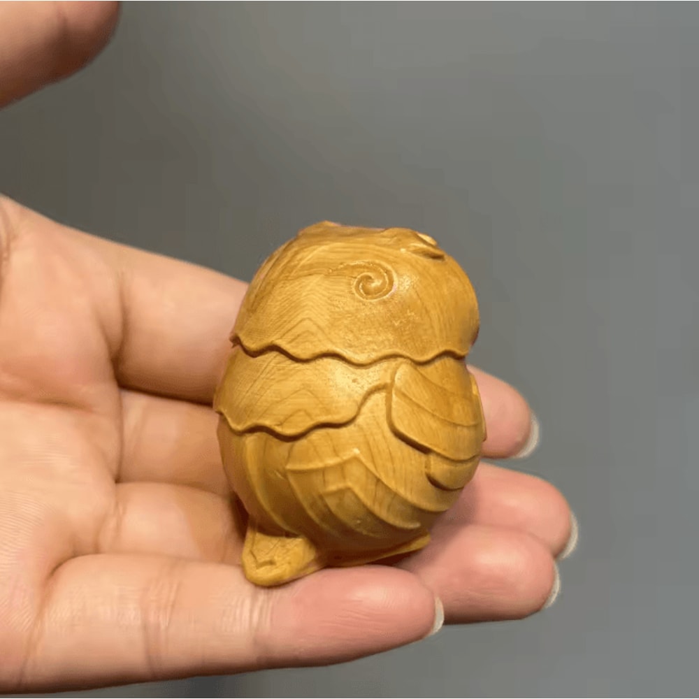 ForestCharm Handcrafted Wooden Owl Sculpture Mini Desktop Decor Ornament 2