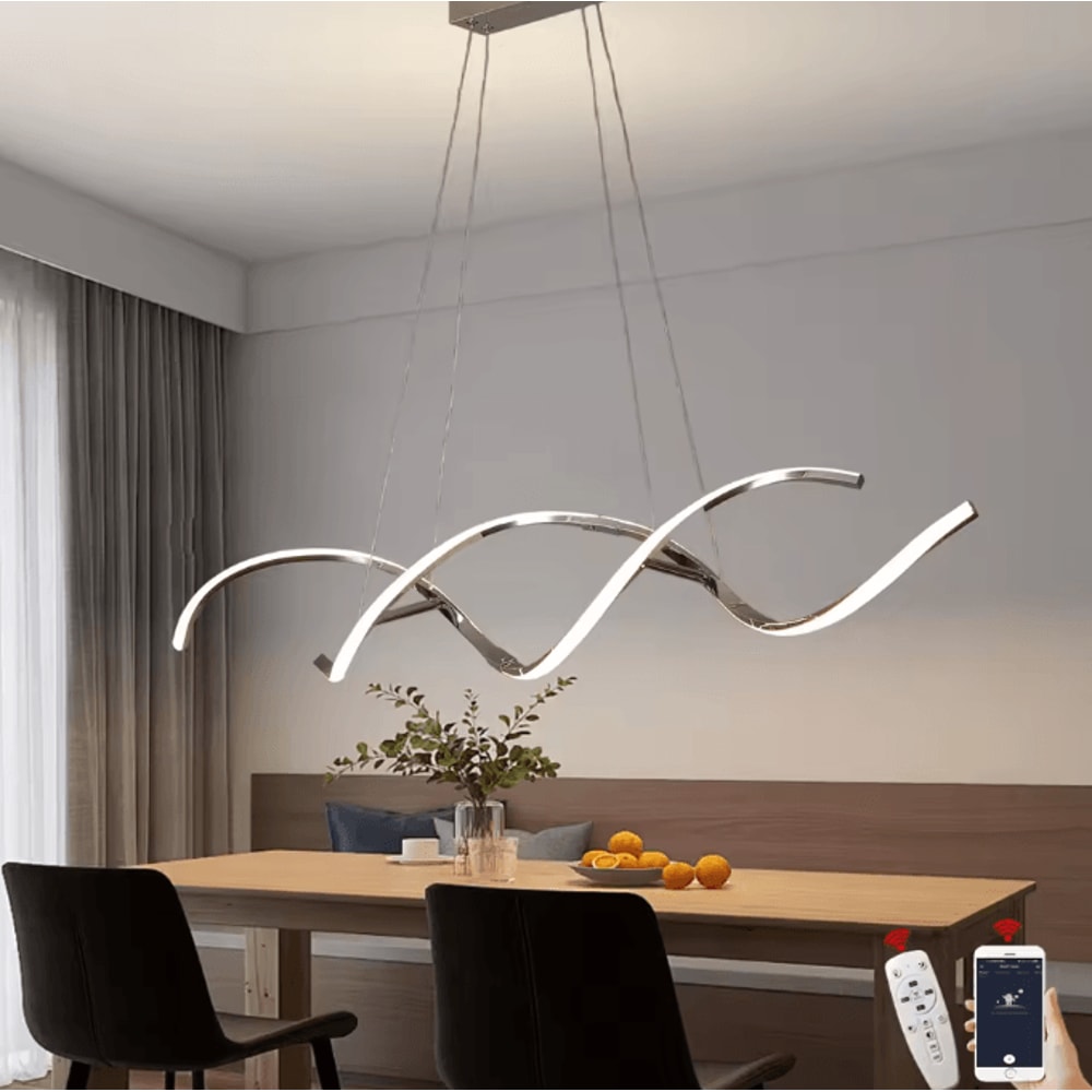 LumiLine Modern LED Linear Chandelier Long Pendant Light For Dining Room Kitchen Decor 0