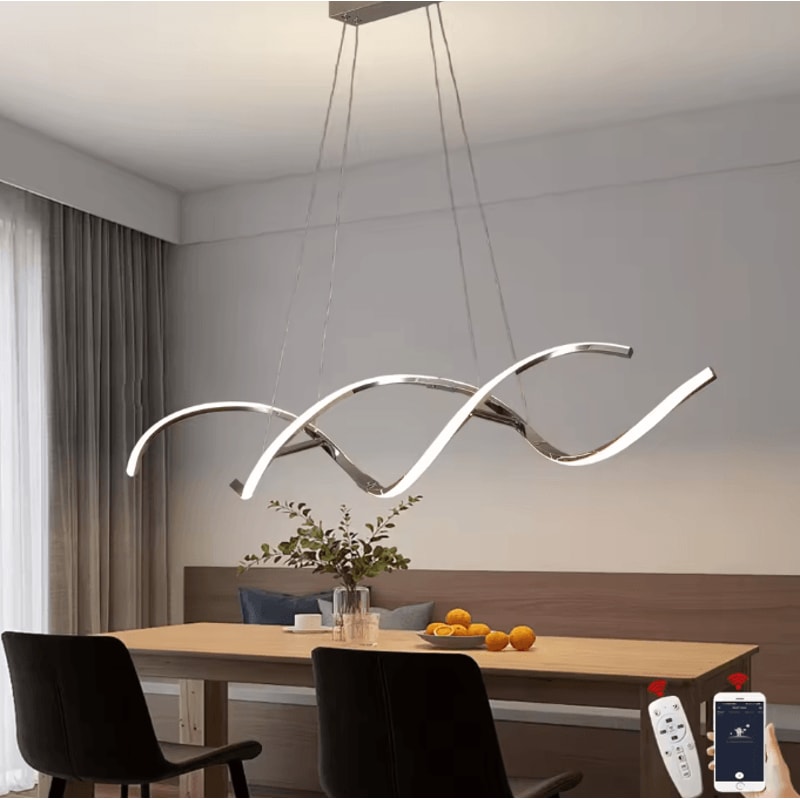 LumiLine Modern LED Linear Chandelier Long Pendant Light For Dining Room Kitchen Decor 0