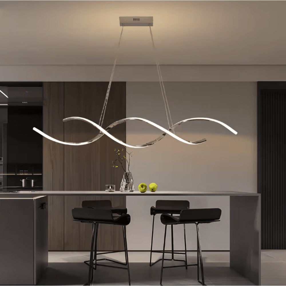 LumiLine Modern LED Linear Chandelier Long Pendant Light For Dining Room Kitchen Decor 2