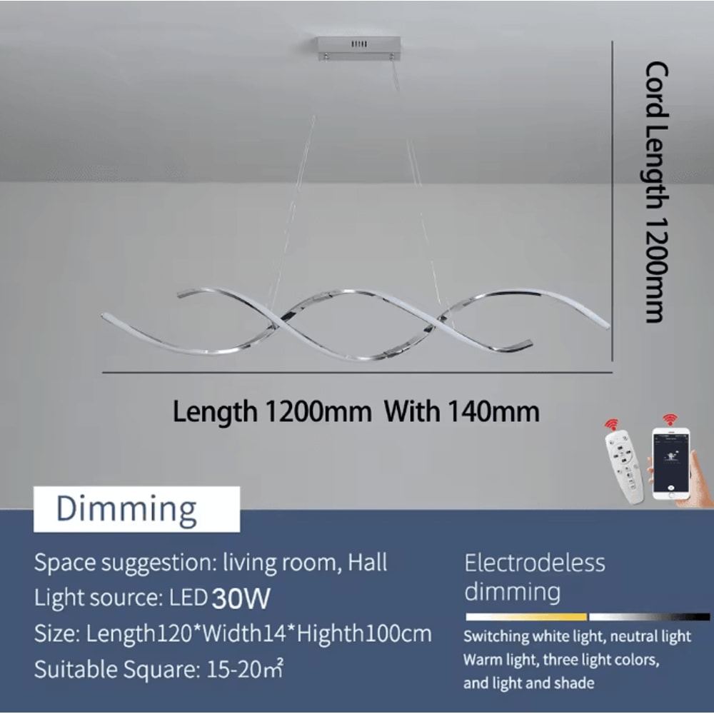 LumiLine Modern LED Linear Chandelier Long Pendant Light For Dining Room Kitchen Decor 5
