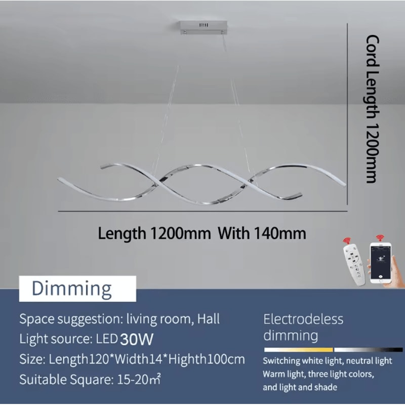 LumiLine Modern LED Linear Chandelier Long Pendant Light For Dining Room Kitchen Decor 5
