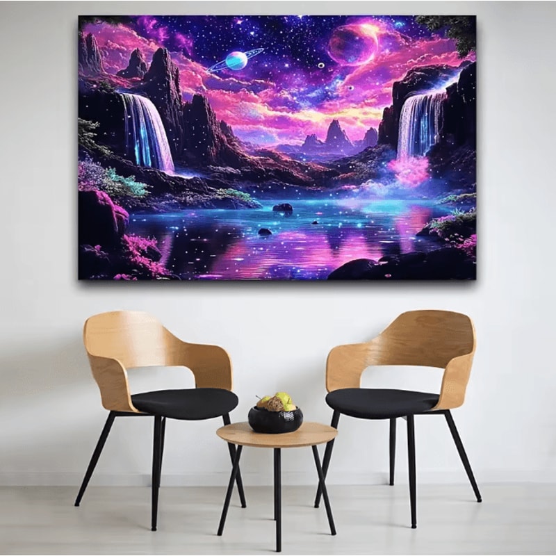 VIKAMA Fantasy Starry Sky Tapestry Glowing Waterfall Galaxy Wall Decor For Living Room 2
