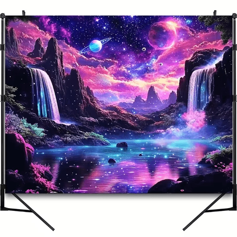 VIKAMA Fantasy Starry Sky Tapestry Glowing Waterfall Galaxy Wall Decor For Living Room 3