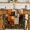 VIKAMA Watercolor Abstract Linen Table Runner Orange Black Stripe Modern Decor 1