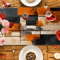 VIKAMA Watercolor Abstract Linen Table Runner Orange Black Stripe Modern Decor 2