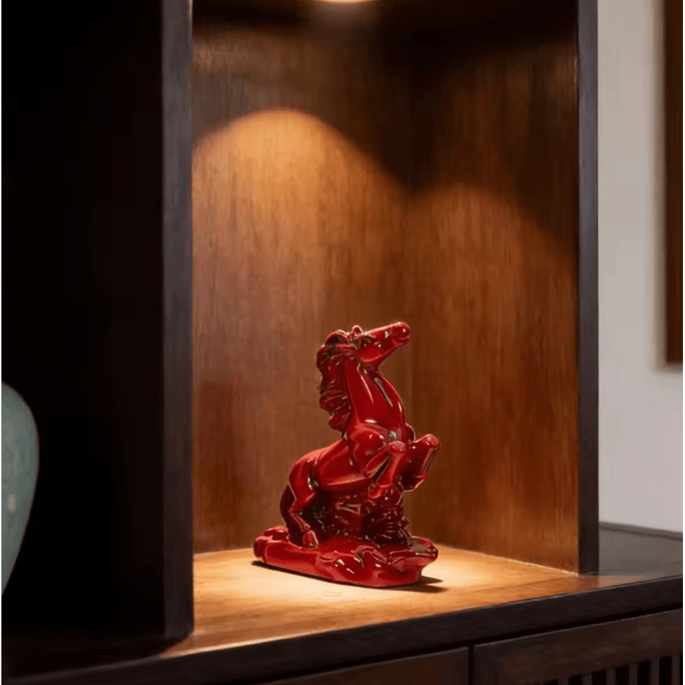 Prosperion 2026 Chinese Red Horse Statue Feng Shui Wealth Success Desk Decor 2