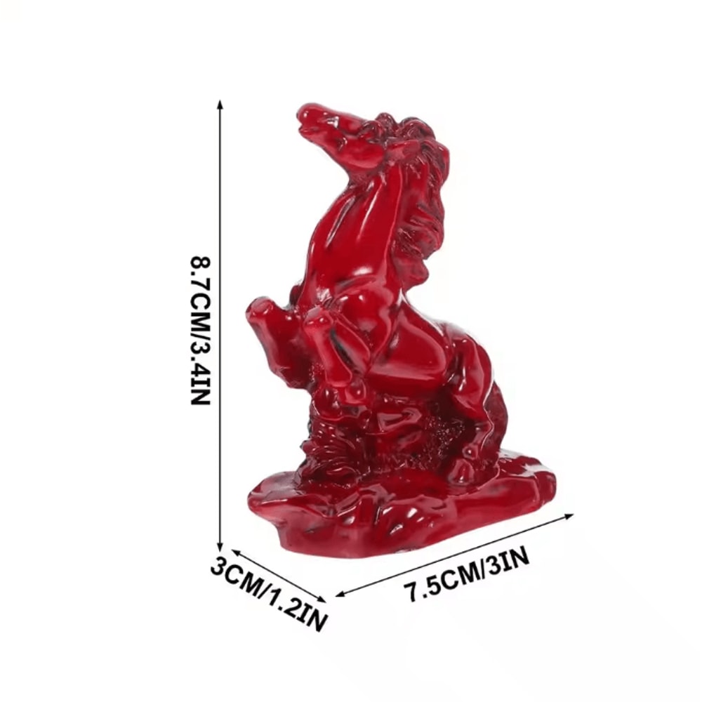 Prosperion 2026 Chinese Red Horse Statue Feng Shui Wealth Success Desk Decor 5