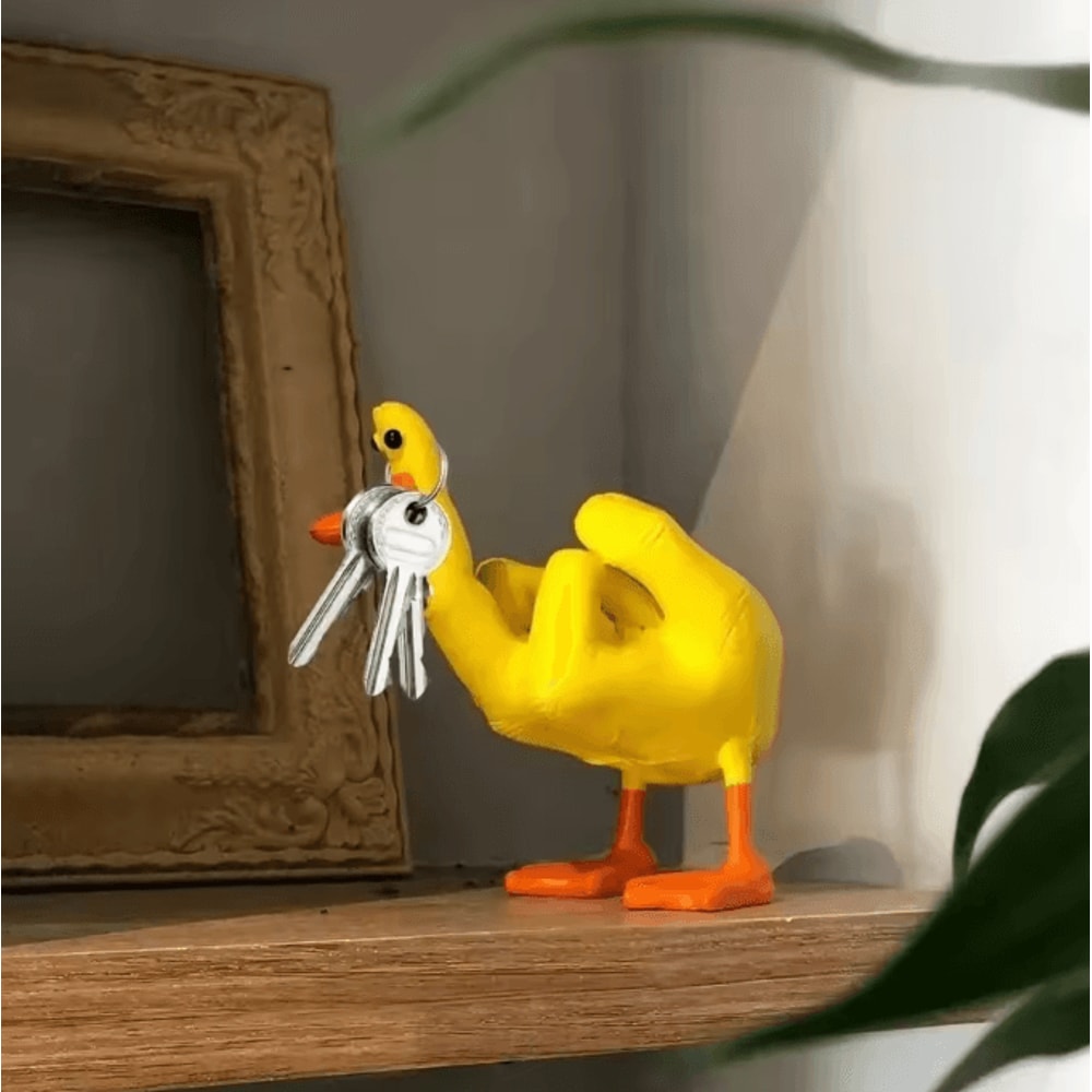QuackAttitude Funny Duck Statue Middle Finger Cute Resin Desk Decor Gift 3