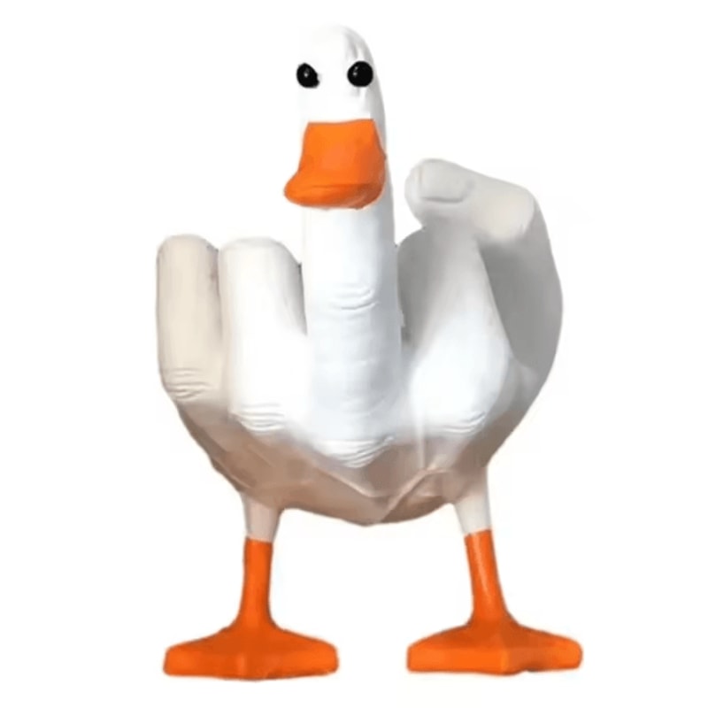 QuackAttitude Funny Duck Statue Middle Finger Cute Resin Desk Decor Gift 6