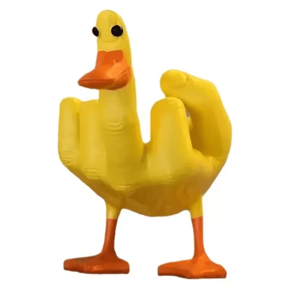 QuackAttitude Funny Duck Statue Middle Finger Cute Resin Desk Decor Gift 7
