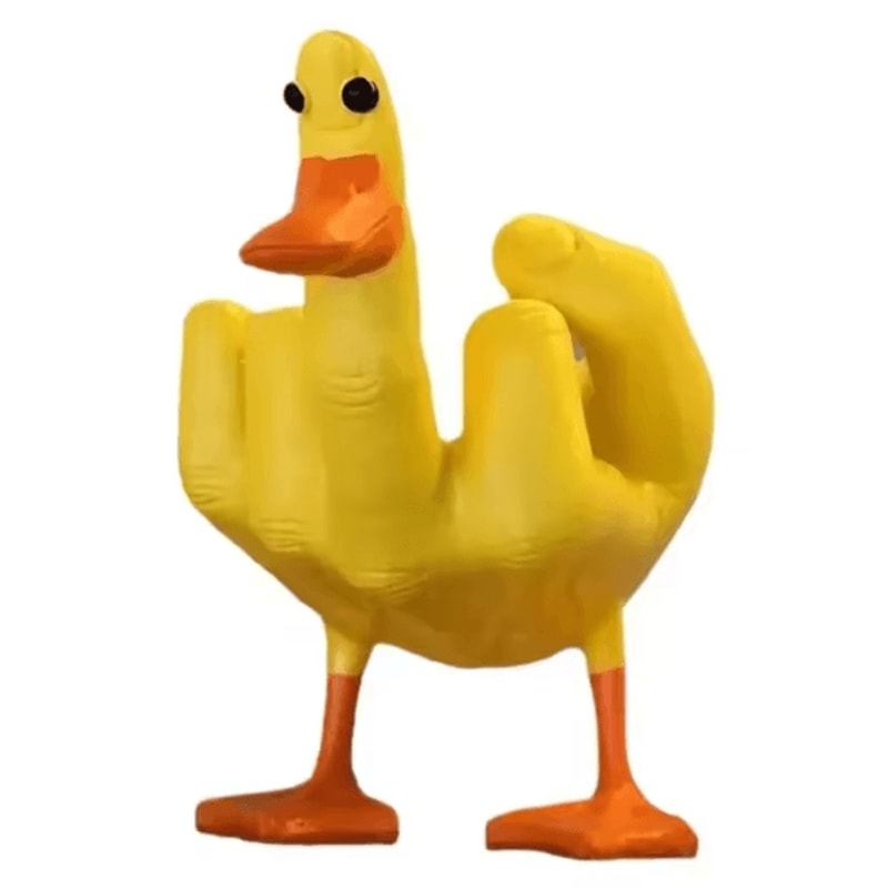 QuackAttitude Funny Duck Statue Middle Finger Cute Resin Desk Decor Gift 7