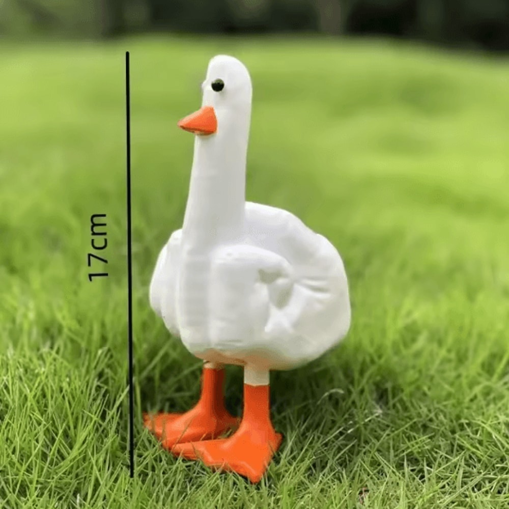 QuackAttitude Funny Duck Statue Middle Finger Cute Resin Desk Decor Gift 5