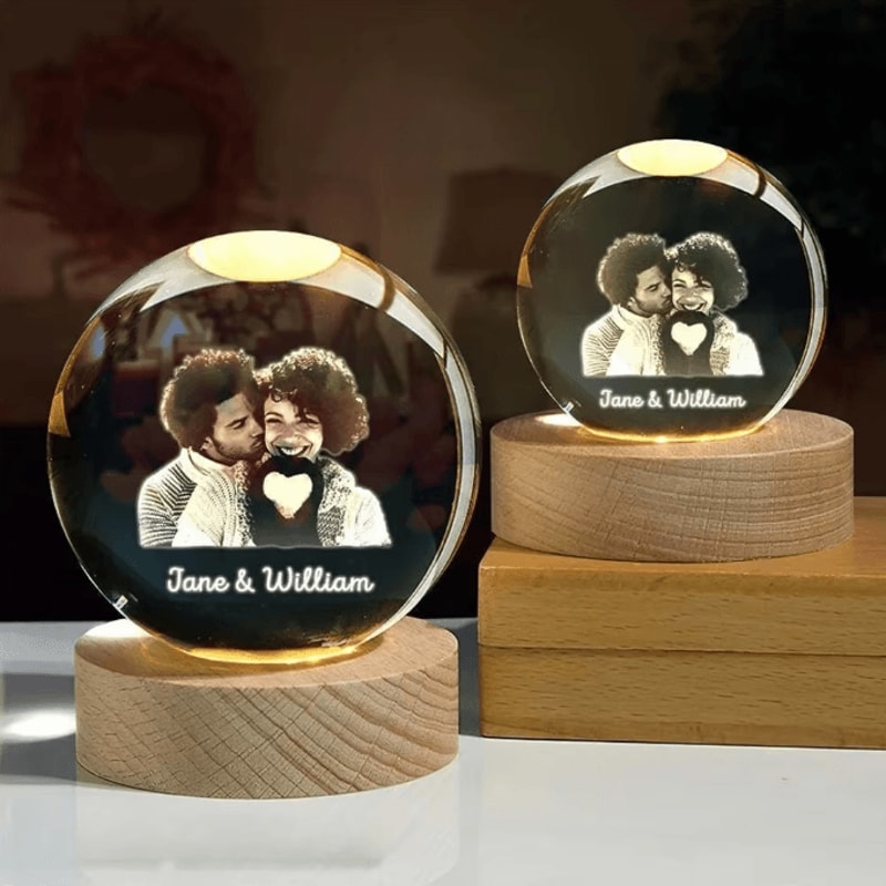 LumiMemories Custom Crystal Ball Night Light Personalized Photo LED Lamp Gift 2