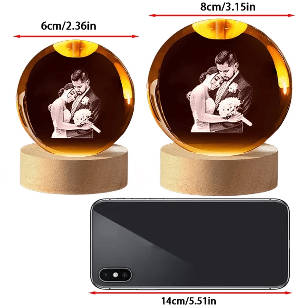 LumiMemories Custom Crystal Ball Night Light Personalized Photo LED Lamp Gift 4