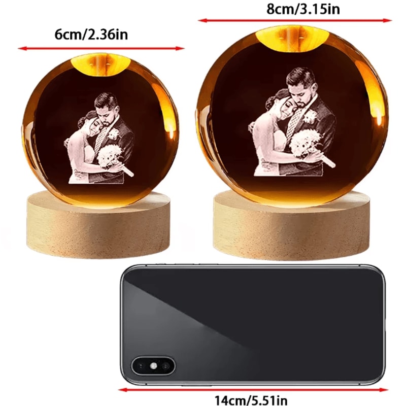 LumiMemories Custom Crystal Ball Night Light Personalized Photo LED Lamp Gift 4
