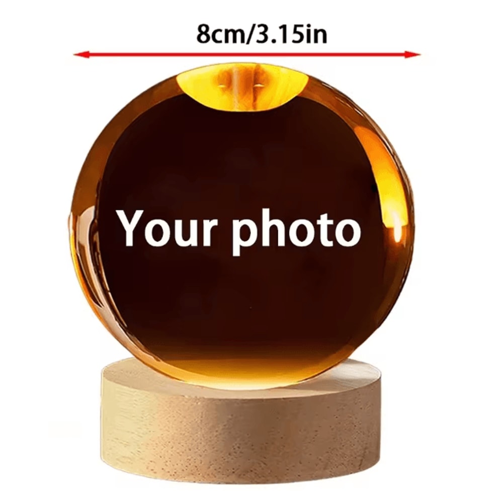 LumiMemories Custom Crystal Ball Night Light Personalized Photo LED Lamp Gift 6