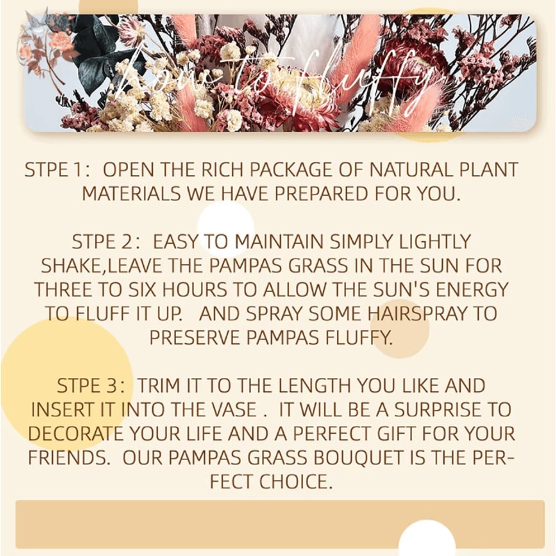 VIKAMA Preserved Eucalyptus Pampas Bouquet Boho Dried Flower Decor For Home Weddings 4