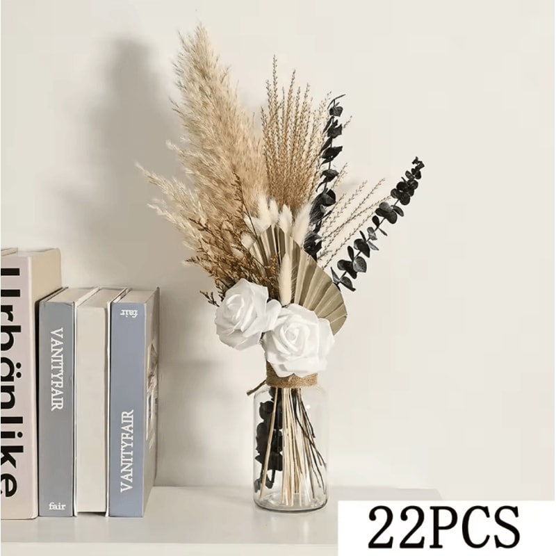 VIKAMA Preserved Eucalyptus Pampas Bouquet Boho Dried Flower Decor For Home Weddings 7