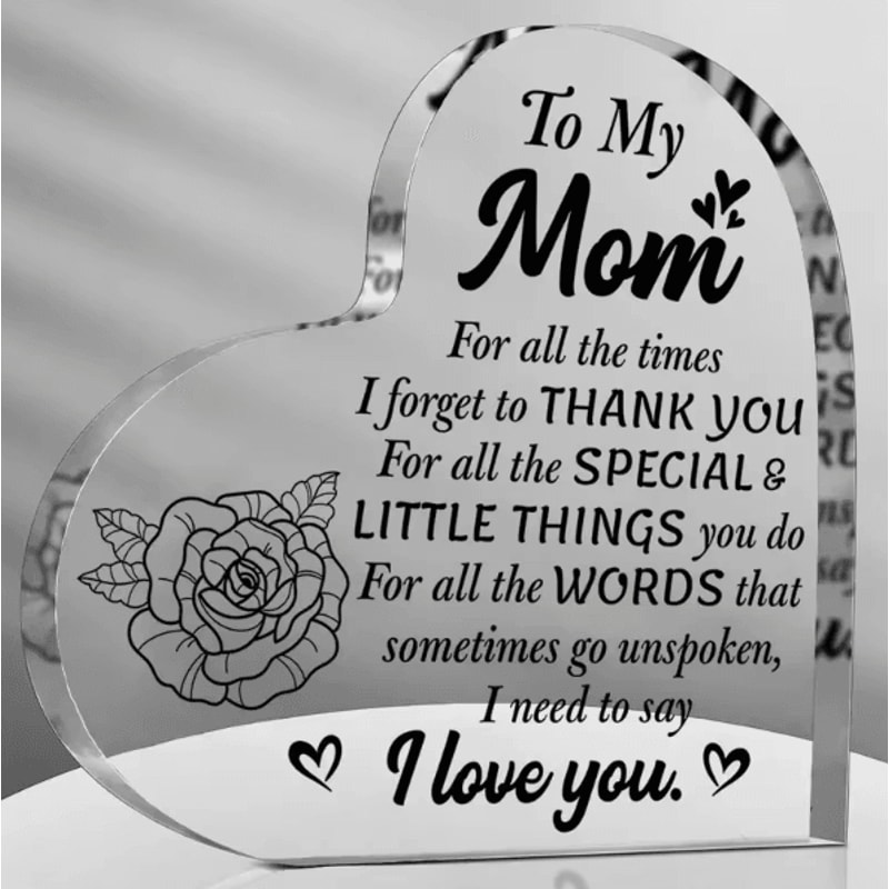 LoveMom Acrylic I Love You Mom Gift Plaque Birthday Mothers Day Decor 0