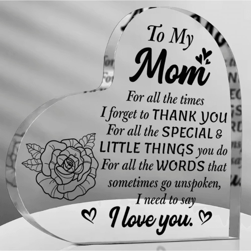 LoveMom Acrylic I Love You Mom Gift Plaque Birthday Mothers Day Decor 2