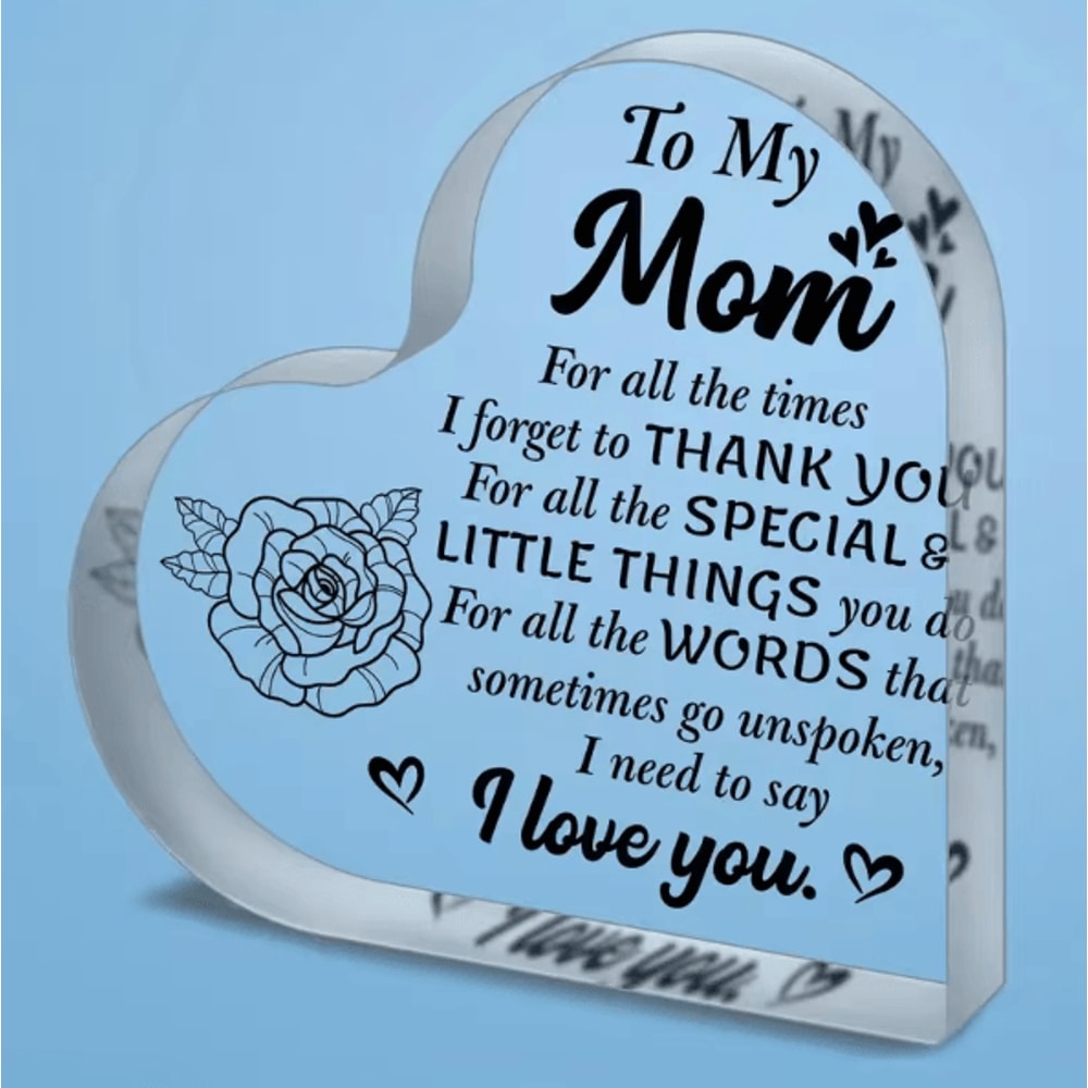 LoveMom Acrylic I Love You Mom Gift Plaque Birthday Mothers Day Decor 3