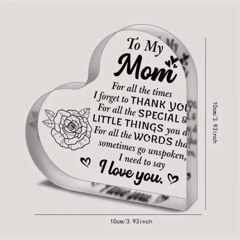 LoveMom Acrylic I Love You Mom Gift Plaque Birthday Mothers Day Decor 4